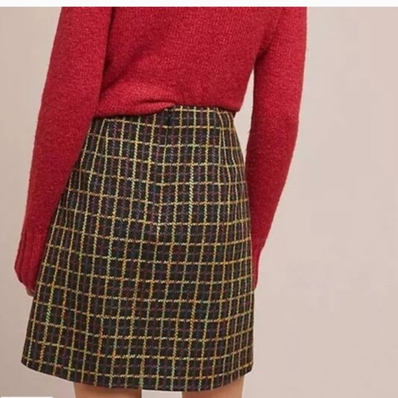 NWT anthropologie black plaid mini skirt - Picture 3 of 8